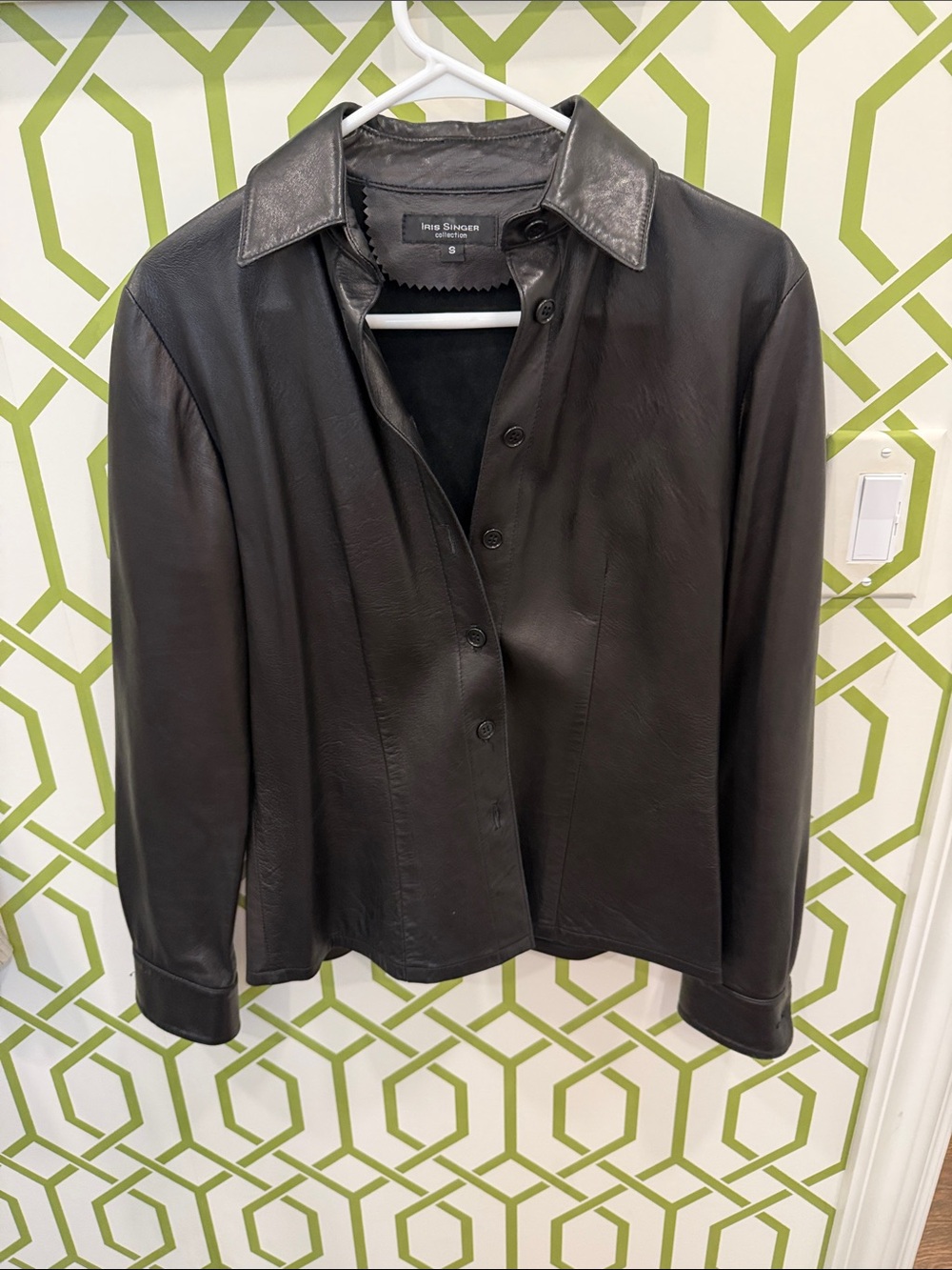 Saks Fifth Avenue Vintage Iris Singer Beautiful Leather Button-Front Shirt Jack